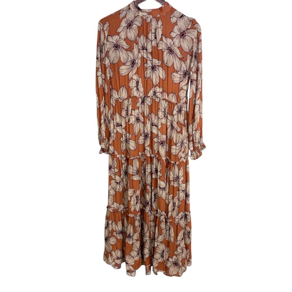 Bayflow Terracotta Floral Tiered Dress Size 2